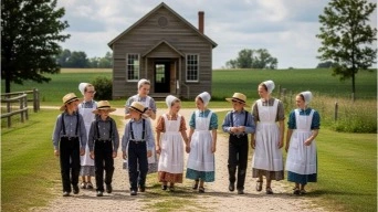 traditional Amish names - children going to school